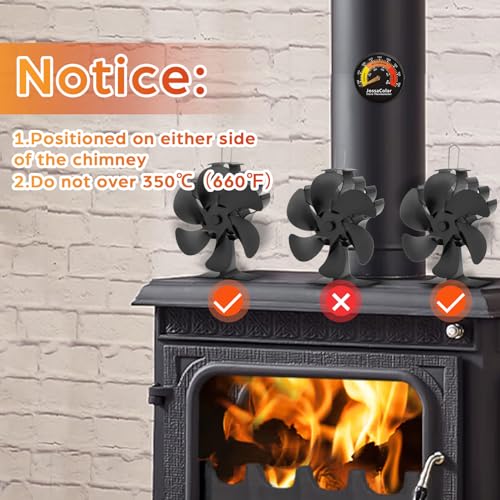 JossaColar Wood Stove Fan Heat Powered Fireplace Fan Non Electric, Thermal Fan for Wood Burning Stove//Log Burner, w/Stove...