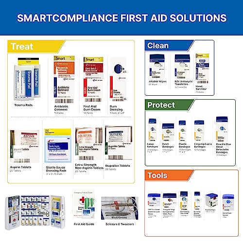 First Aid Only 1000-FAE-0103 SmartCompliance 50-Person OSHA Compliant First Aid Kit for Business, Large Plastic First Aid ...