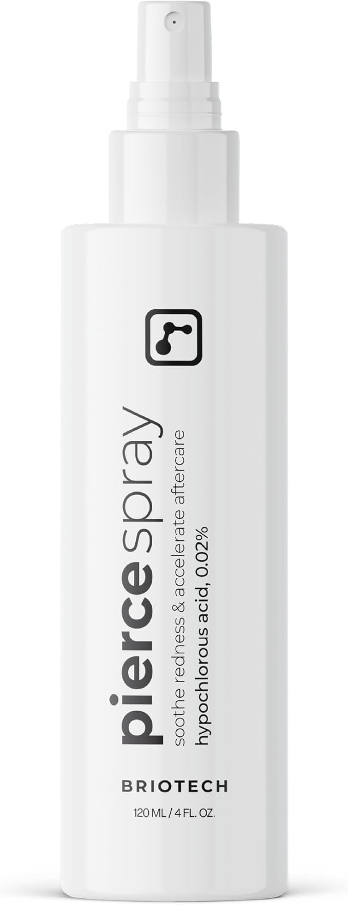 BRIOTECH Pierce Spray, Hypochlorous Acid, Gentle Piercing Aftercare, Calm Redness & Itch, Reduce Bumps, HOCl Saline Spray, Contact Free, No Rinse or Residue, Alcohol Free, 4 fl oz