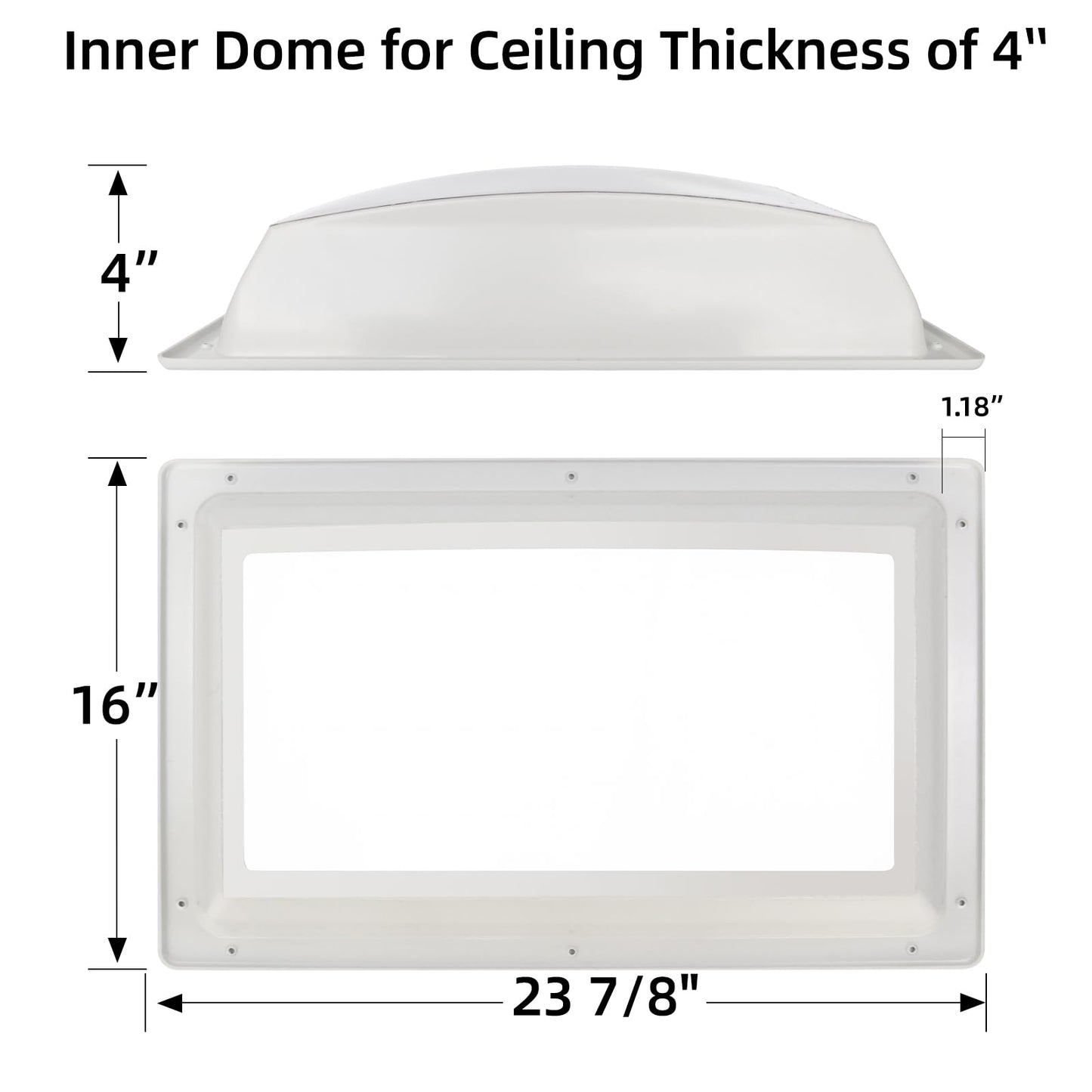 RV Skylight Replacement Bundle,18" x 26" RV Skylight Shower Outer Dome Fit 14" x 22" Openings for Camper Trailer Fifth Wheel Food Truck,Inner Dome with Window 14" x 22" + Lap Sealant+Screws,Smoke Gray