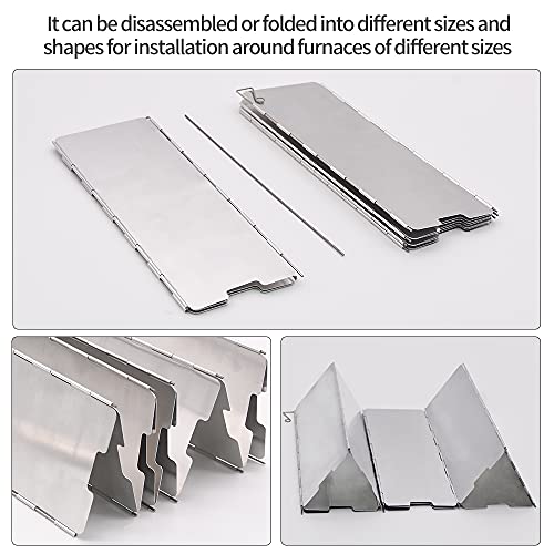 10 Plates Stove Windscreen, Aluminum Stove Windshield with Drawstring Bag, for Camping, Butane Stoves