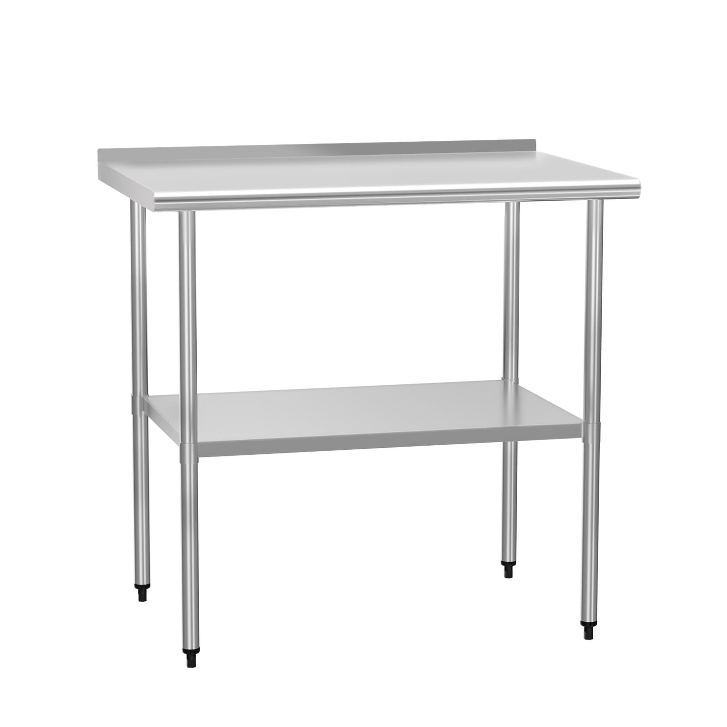 HOCCOT Stainless Steel Table 24" x 36" with Adjustable Undershelf and Backsplash, Commercial Metal Workstations for Kitchen, Garage, Outdoor BBQ