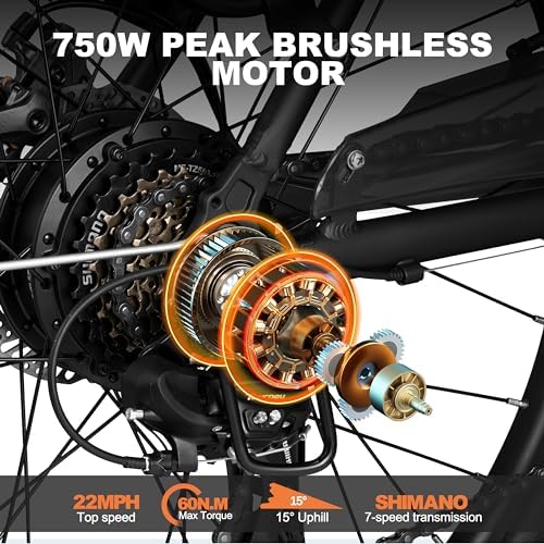 ACTBEST Core Electric Bike for Adults - Peak 1000W Brushless Motor Ebike, 468&500Wh Removable Built in Battery 26&27.5X2.1 Tire Step Over Bicycle with 7 Speed, Commute E Bikes, Original F/R