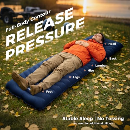KingCamp Sleeping Pad for Camping, Ultralight Connectable Inflatable Sleeping Pad Camping Mattress with 6.3" Built-in Pill...