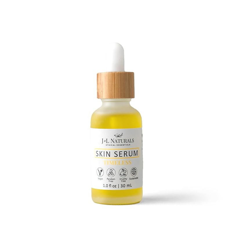 J&L Naturals | Face & Body Oil for Oily, Sensitive, Dry, Combination, Mature, & Dull Skin Types | With Jojoba Oil, Grapeseed Oil, Sunflower Oil, & More (1 Fl Oz (Pack of 1), Timeless (mature))