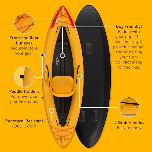Retrospec Coaster Single & Tandem Inflatable Kayak for Adults, 220 & 440lb Weight Capacity, Lightweight with Paddle & Pump
