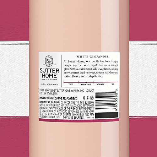 Sutter Home White Zinfandel Wine, 1.5L Wine Bottle