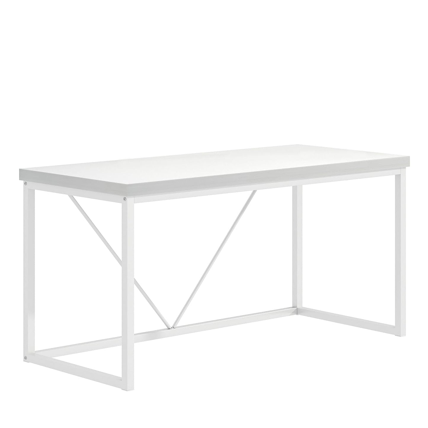 EXCEFUR Home Office Desk, Modern Wood Computer Desk, Wood Study Writing Table, Simple Gaming Executive Desk Workstation for Bedroom Living Room, White, 53 inch