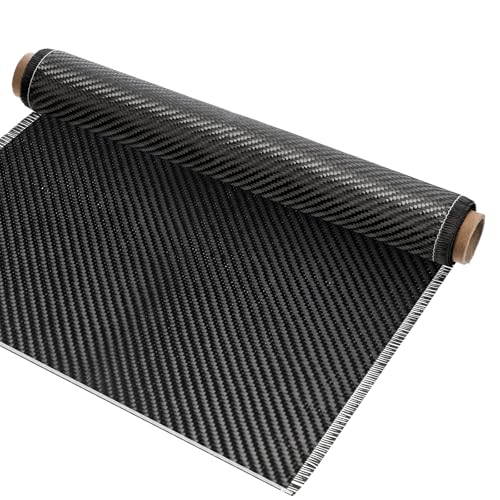 Carbon Fiber Fabric Roll, 6.5ft x12 Inches 2x2 Twill Weave 3k/220g, Black Pure Fabric Carbon Fiber Sheet Structural Reinfo...