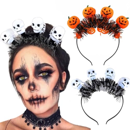 Fdesigner Light Up Halloween Headbands Ghost Headband Gothic Costume Hairband LED Glowing Headpiece Holiday Hair Accessori...