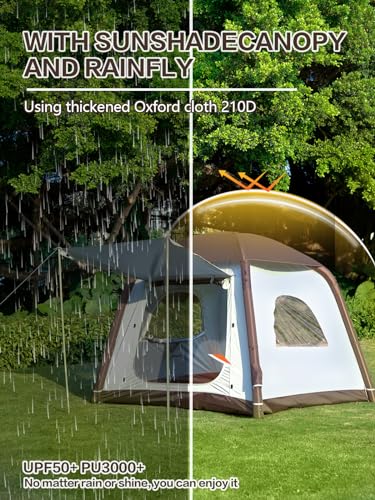 Inflatable Camping Tent, 2/4/6/8 Person Glamping Inflatable Tents for Camping, 2025 Update Zipper Door Easy Setup Blow Up ...