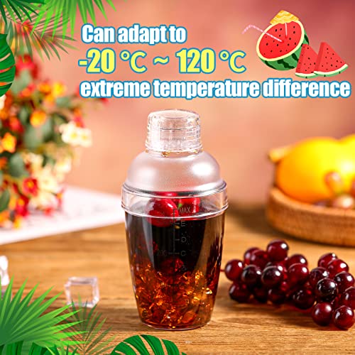 Lallisa 12 Pcs Plastic Cocktail Shaker Drink Mixer with Scales and Strainer Top Clear Shaker Cup with Measurement Plastic ...