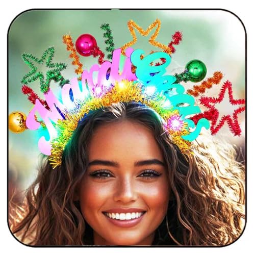 Gortin Mardi Gras Headband Light up Carnival Headpiece LED Purple Green and Gold Costume Hair Accessories for Women