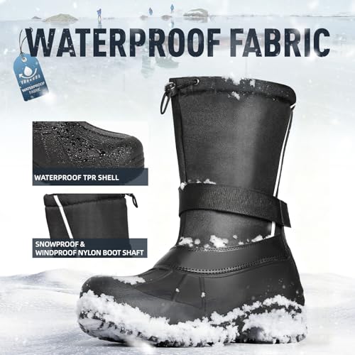 Furuian Insulated Snow Boots for Men Waterproof Winter Boots for Men Outdoor Non Slip Hiking Snow Duck Boot Mens Winter Du...