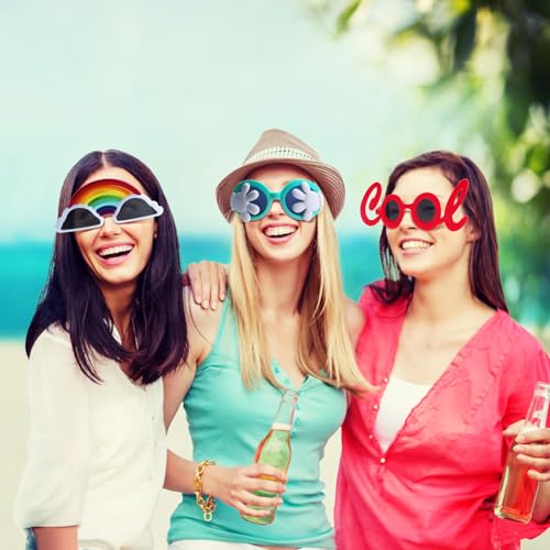 Qunonaty Funny Party Sunglasses - 12 Pack Novelty Glasses, Cool Party Masks, Summer Party Favors, Funny Photo Booth Props,...