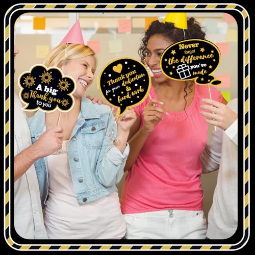 24 Pcs Employee Appreciation Photo Booth Props We Appreciate You Party Decor Thank You Sign Photo Props for Christmas Appr...