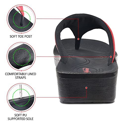AEROTHOTIC Arch Support Flip Flops for Women Comfortable Stylish Straps with Non Slip Footbed Fashion Dressy Sandals Outdo...
