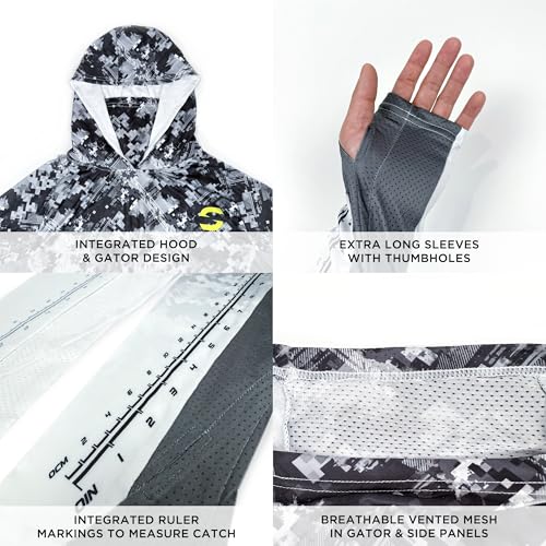 SYNKER Stealth All Weather Performance Fishing Camo Hoodie | UPF 50+ Long Sleeve Shirt for Men and Women, Camouflage