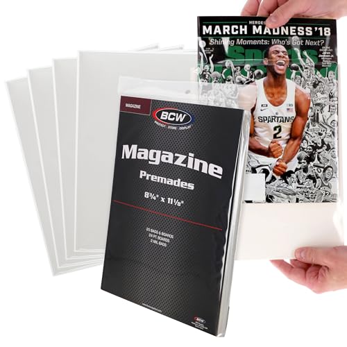 BCW Magazine Bags and Boards ? (100 Pack) | Premade Non-Resealable Magazine Protectors | Standard Size 8 ¨ú" x 11 ¨û" | Magazine Sleeves and Boards Pre-Loaded for Storage and Display