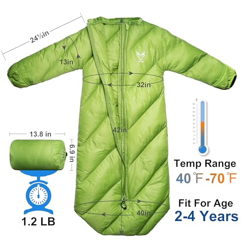 AZITREK T40 Toddler Sleeping Bags Boys Girls | Ages 2-4 | Puffy Kids Sleeping Bag Camping Sleepovers |up to 46 in| Lightwe...
