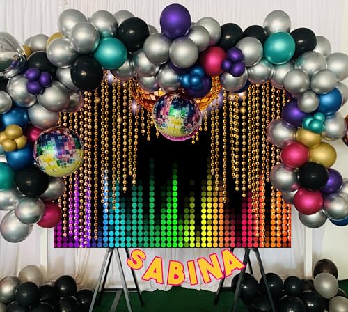 Lexfvpoo Disco Backdrop 10x8ft Golden Glitter Disco Ball Photo Background for Photography 70s 80s 90s Theme Party Decorati...