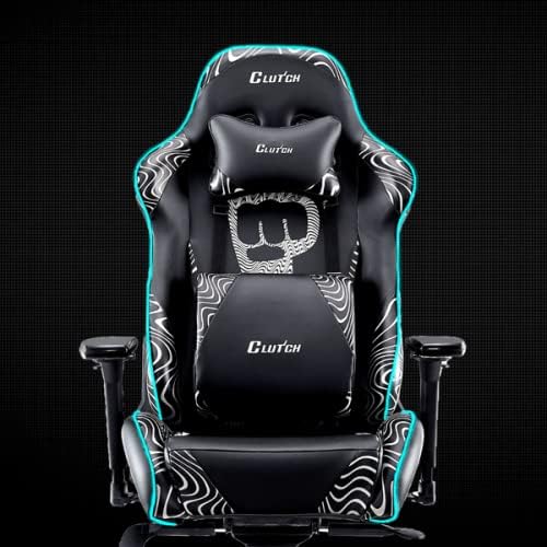 Clutch Chairz - Ergonomic Gaming Chair, Video Game Chairs, Office Chair, High Chair and Lumbar Pillow for Computer Desk – Pewdiepie LED Edition Throttle Series Grey (Extra Large).