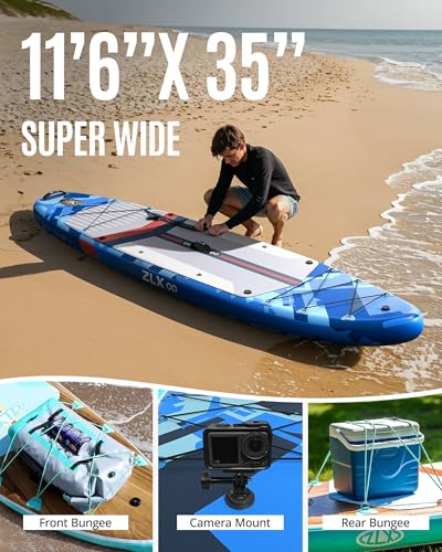 ZLX 11'6 x 35 Inflatable Stand Up Paddle Board with 50PSI Paddle Board Pump