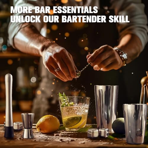 Cocktail Shaker Set, 23-Piece Boston Stainless Steel Bartender Kit with Acrylic Stand & Cocktail Recipes Booklet, Professi...