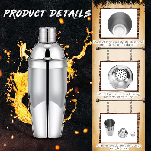 Nitial 6 Pcs 25 oz Stainless Steel Cocktail Shaker No Leaks Martini Shaker with Built In Strainer Bar Bartender Margarita ...
