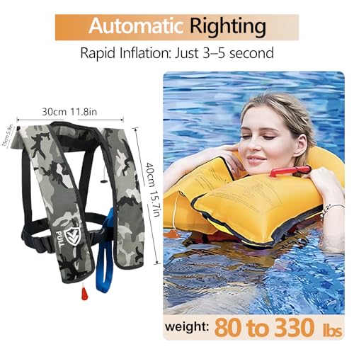 VOGUCCLO Manual Inflatable Life Jacket | Inflatable PFD Jackets for Adults|Kayak Life Vest | PFD Low Profile for Fishing S...