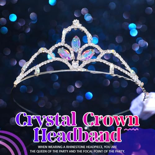 JAKAWIN Light Up Rhinestone Tiara Glowing Sparkly Cosumte Fairy Crown Headpiece for Women
