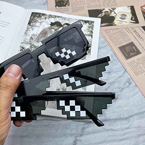 ALVOGIMOR 3 Pack Thug Life Sunglasses,Men Women Kids Pixel Mosaic Glasses, MLG Shades for Photo Props or Halloween Party