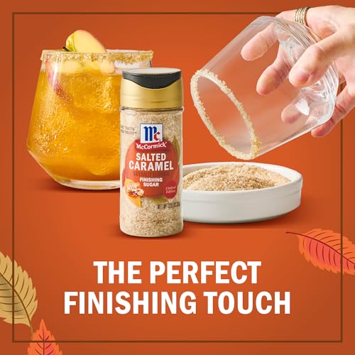 McCormick Finishing Sugar, Salted Caramel, Limited Edition, Creamy Caramel Flavor with a Touch of Salt, For Coffee, Ice Cream, Brownies, Popcorn, Hot Cocoa, and More, 3.81 oz