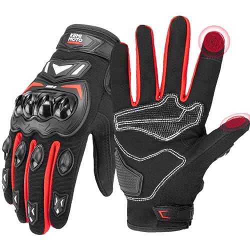 KEMIMOTO Motorcycle Gloves for Men, Touchscreen Cycling Gloves for Outdoor Sports On-Road Off-Road Mountain Motorcycle Motorcross Motorbike Dirt Bike Bicycle Racing ATV UTV