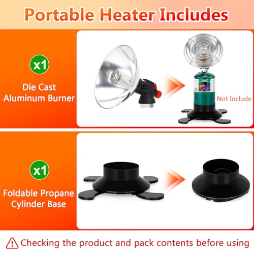 Portable Propane Heater for Camping, Outdoor Gas Space Patio Garage Heater, High Heat Output Big Heaters Foldable Tank Hol...