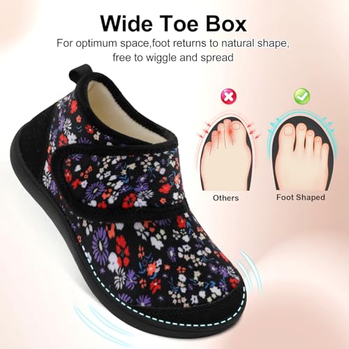LeIsfIt Slipper Boots for Women Wide Warm House Shoes Non-slip Diabetic Winter Shoes Adjustable Bootie Slippers for Indoor...