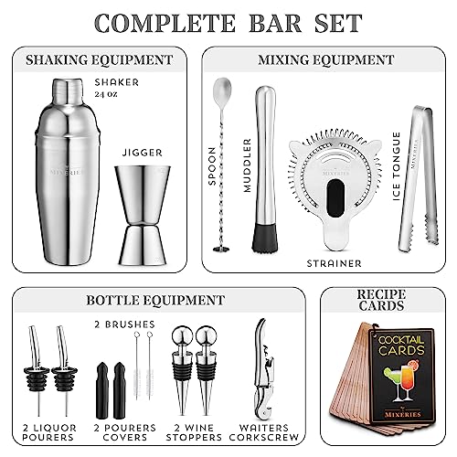 Mixology Bartender Kit with Stand - 19 Piece Bar Set Cocktail Shaker Set, Drink Mixer Set for Home Bar with All Bar Access...