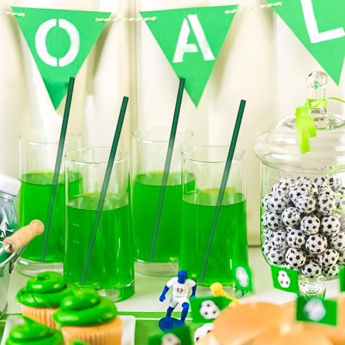 Lives on Green Disposable Paper Straws Solid Green - 7.75'' x 0.24'', 100 Counts - for Drinking, Beverage, Juice, Soda, Ba...