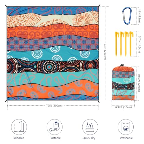 AISPARKY Beach Blanket Waterproof Sandproof, Oversized Large Beach Mat 79" X 83"/120"x108" for 1-8 Adults, Quick Drying&Co...