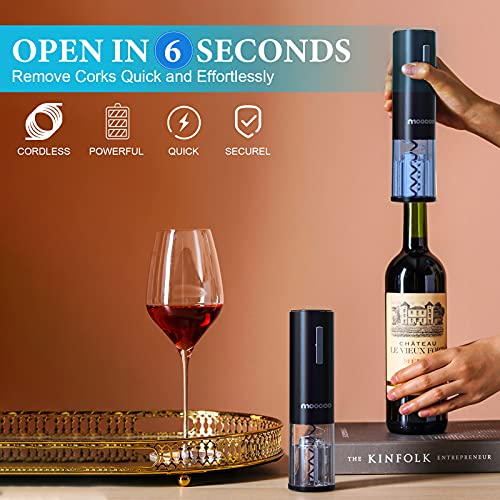 Moocoo Electric Wine Opener with Charging Base, Cordless Electric Wine Bottle Opener with 2-in-1 Aerator &Pourer, Foil Cut...