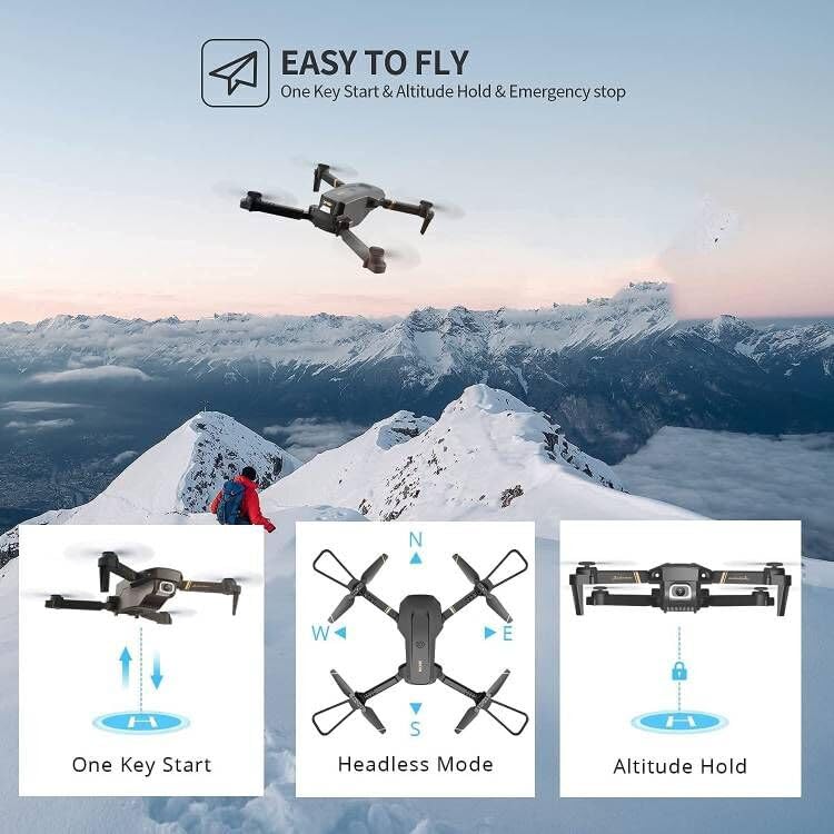 4DRC V4 Drone with Camera 1080P FPV Foldable Mini Drone for beginners adults, Gravity Control, Auto-Follow, Trajectory Flight,One Key Take Off, 2 Batteries, Drones for Kids