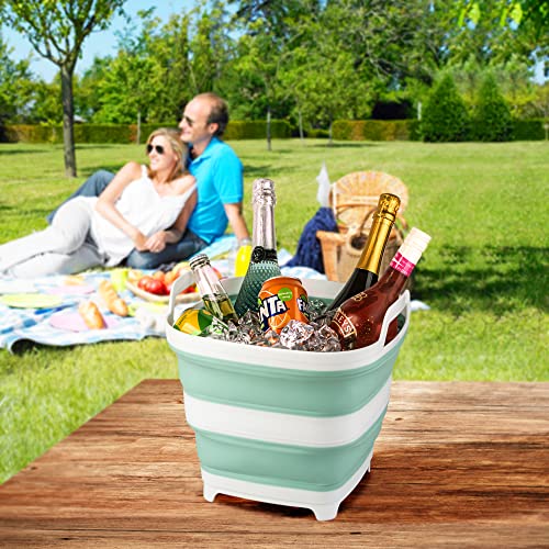 2 Pack Collapsible Ice Bucket with 2.77 Gal / 10.5L Each, Foldable Bottle Drink Cooler for Wine, Beer and Champagne, Space...