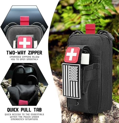 Ifak Med Trauma Kit, Black Molle Tactical Emergency First Aid Kit,Military Survival Molle EMT Medical Kit Refill Supplies ...
