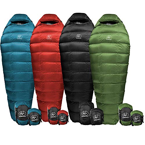 Outdoor Vitals Summit 침낭 800+ 필 파워 0.9kg(2파운드) 미만 초경량 배낭여행 미라 다운 침낭, 경량 하이킹 및 캠핑용