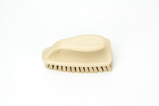 SPARTA Scrub Brush with Iron Shaped Handle and Stiff Bristles, Heavy Duty Scrubber Brush for Kitchen, Bathroom, Shower, Tile, Sink, Carpet and Bakepans, Polypropylene, 6 Inches, Tan