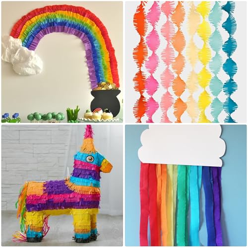 12 Rolls Crepe Paper Streamers, 12 Colors Streamers Party Supplies for Birthday Party Baby Shower Rainbow DIY Christmas Ha...