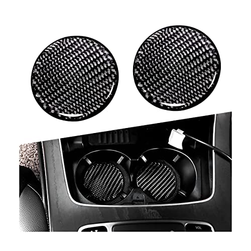 BESULEN Car Cup Holder Coaster, 2 PCS Carbon Fiber Non-Slip Embedded Coasters, Universal 2.75 Inch Cup Holder Insert Coast...