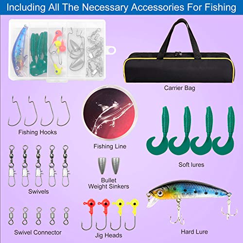 Castaroud Fishing Rod and Reel Combos, Carbon Fiber Telescopic Fishing Pole Kit with Spinning Reel, Fishing Line, Fishing ...