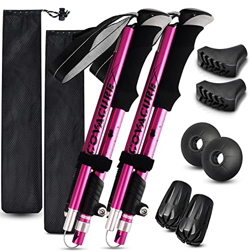 Covacure Hiking Poles Collapsible Trekking Poles - Aluminum Alloy 7075 Walking Sticks for Hiking with Telescopic & Foldabl...