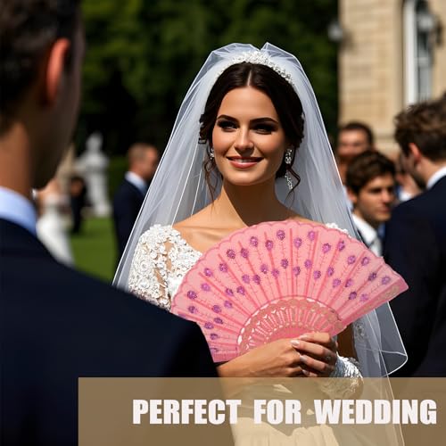 QIRMIZI 30 Pcs Bulk Spanish Hand Fans – Foldable Handheld Fans for Women – Perfect for Parties, Weddings, Church, Dancing,...